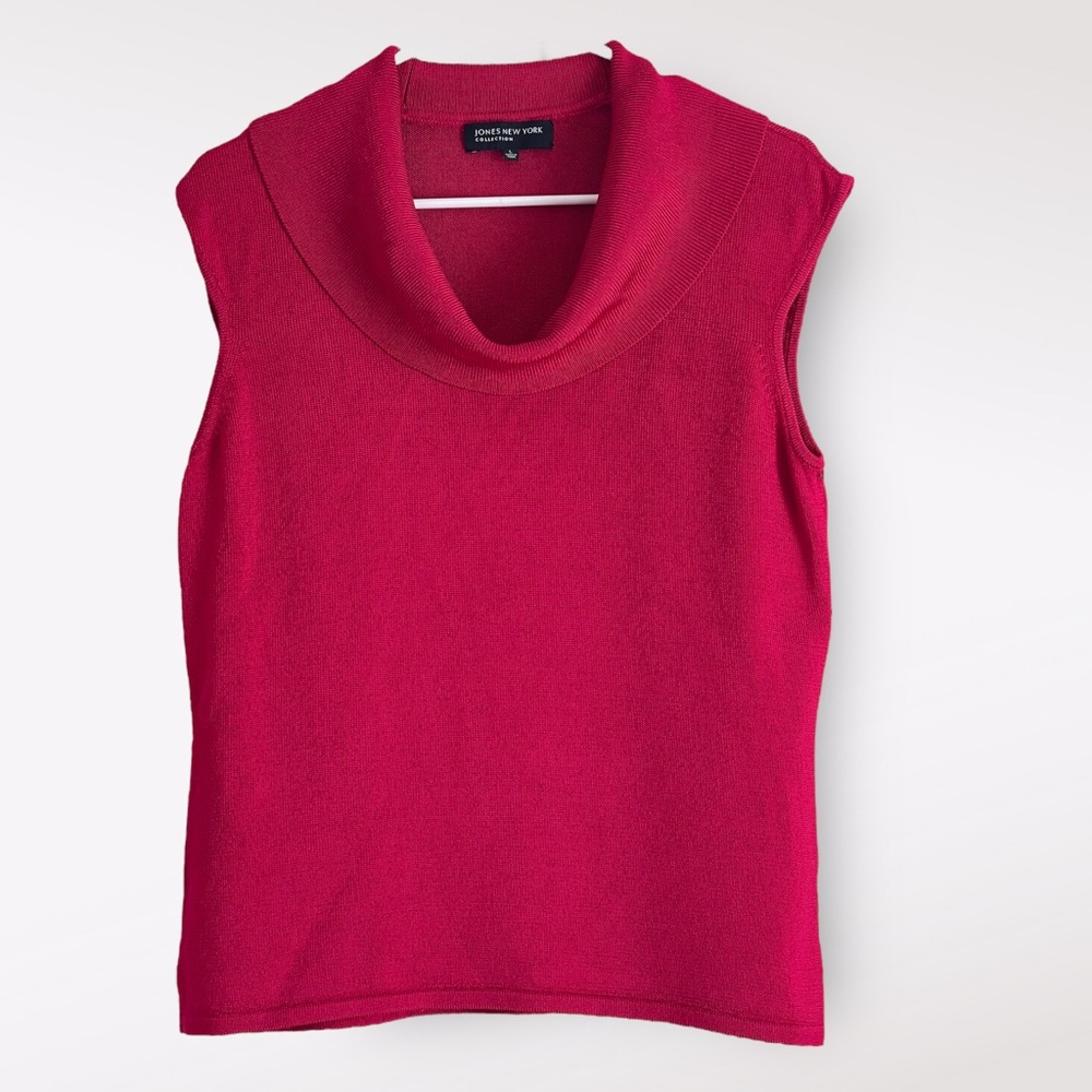Jones New York Red Sleeveless Cowl Neck Top
